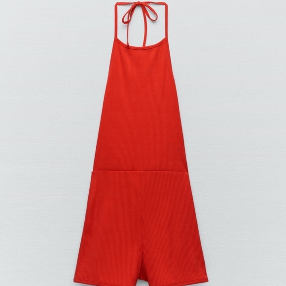 Short Halter Jumpsuit Red Zara - Picture 3 of 7